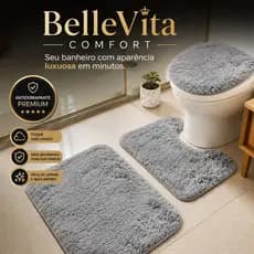 Kit 3 Peças de Tapete Aveludado Premium para Banheiro Antiderrapante BelleVita Comfort™ |