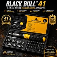 Kit Ferramentas Profissiona 41 Peças Intercambiáveis  BLACK BULLl Reparo Manutenção Portátil