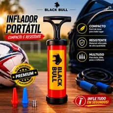 Bomba Manual Portátil Black Bull Inflador Compacto Resistente Para Bola Bike e Pneu