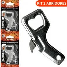 Kit com 2 Abridor de Latas e Garrafas Cervejas Refrigerantes Sardinha Inox 9cm Cozinha Original