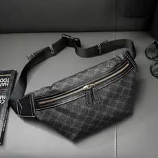 Europeu americano novo estilo masculino saco de peito moda xadrez Cross-corpo saco de cintura Casual xadrez na moda bols