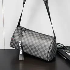 Clássico xadrez bolsa de ombro masculina casual cilindro saco pequeno rua Wear mochila juventude na moda casual saco do 
