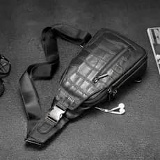 Bolsa de peito de couro masculina Casual moda masculina bolsa de ombro de couro Commuter bolsa pequena ipad mensag
