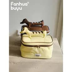 Fanhua sussurro Dachshund cão saco cosmético feminino passeio portátil bonito grande capacidade de armazenamento partiçã