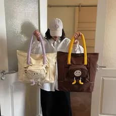 Bolsa de ombro feminina com rosto sorridente, bolsa de viagem de grande capacidade, leve, à prova d'água, bolsa de bagag
