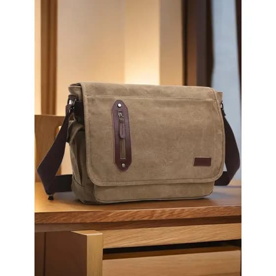 Bolsa de ombro de lona masculina bolsa mensageiro Casual bolsa escolar de estudante masculina mochila Horizontal bolsa d