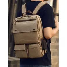 Homens novo estilo de grande capacidade Casual Retro lona mochila masculino estudante universitário mochila de viagem ao
