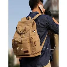 Retro mochila de lona grande capacidade estudante do ensino médio mochila moda na moda masculina viagem 52cm mochila com