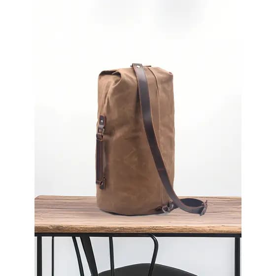 Retro versão militar lona Carry bag acampamento ao ar livre saco de armazenamento balde bolsa de ombro Cross-body motoci