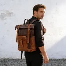 Retro segunda guerra mundial lazer ao ar livre saco de viagem mochila única couro genuíno grande capacidade mochila viag