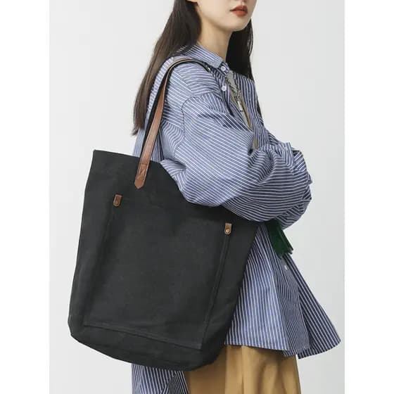Japonês Retro portátil lona bolsa de ombro masculina Casual simples grande capacidade trabalho Commuter cor sólida sacol
