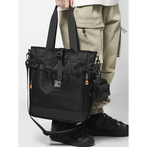 Bolsa mensageiro à prova d'água masculina, bolsa de grande capacidade para estudantes do ensino médio, Tutorial do ensin