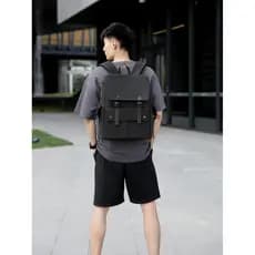 Mochila com aba com vários bolsos, unissex, grande capacidade, bolsa escolar para estudantes, negócios, computador, bols