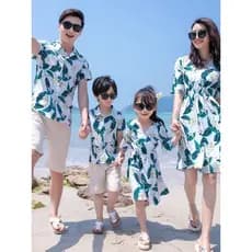 Camisa masculina havaiana Hainan camisa de manga curta praia pai-filho usar praia terno férias à beira-mar Sanya casal w