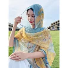 Verão excelente fio macio lenço de seda feminino primavera outono cachecol Oversized protetor solar xale gaze viagem cap