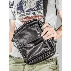 Pele batata couro genuíno bolsa de ombro masculino Casual Vertical saco do mensageiro preto portátil leve simples Commut