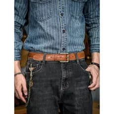 Couro macio Retro artesanal primeira camada cinto de couro genuíno nicho padrão exclusivo latão Casual cinto de couro ge