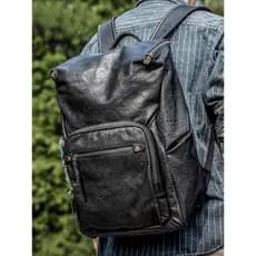 Mochila de couro genuíno mochila grande capacidade primeira camada de couro britânico saco mochila masculina na moda Hip