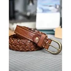 Cinto tecido à mão clássico americano Retro Casual cinto de couro elegante único primeira camada cinto trançado de couro