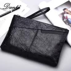 Co bolsa masculina carteira de couro genuíno grande capacidade do telefone móvel pele carneiro embreagem Envelope saco c