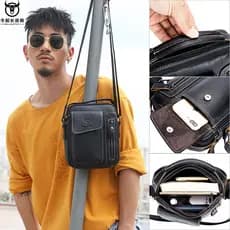 Capitão Niu Bolsa Masculina Bolsa de Ombro Casual Bolsa de Ombro Couro Genuíno Bolsa Mensageiro Bolsa de Cintura Bolsa M