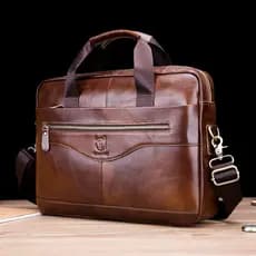 Bolsa masculina bolsa de couro genuíno maleta de negócios primeira camada bolsa de computador ombro embreagem mensageiro