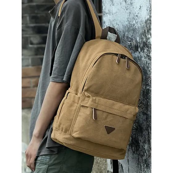 Marca de comércio exterior Retro simples lona mochila prática Commuter mochila masculina 53cm saco computador estudante