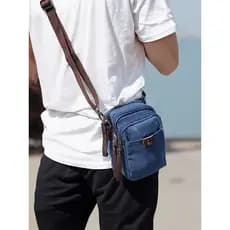 2026 novo estilo moda Commuter Mini pequena bolsa de ombro dos homens Retro lona Casual pequeno saco do telefone móvel m