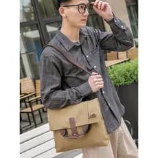 Marca de comércio exterior Retro lona Casual moda ipad portátil ombro masculino saco do mensageiro cor sólida leve Commu
