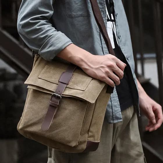 2026 novo estilo moda masculina bolsa Casual Retro lona bolsa de ombro Commuter leve Mini tamanho pequeno saco do mensag