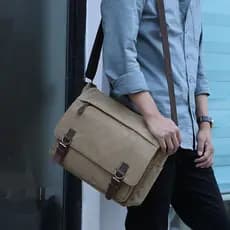 Bolsa mensageiro de lona masculina 2026 novo estilo Retro negócios Commuter Casual All-Match bolsa de ombro bolsa de com