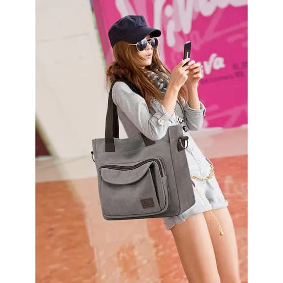Bolsa de lona simples literária feminina bolsa de trabalho bolsa de pano portátil bolsa mensageiro de grande capacidade