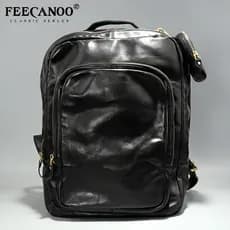 T na moda Casual mochila masculina Commuter mochila de couro All-Match mochila de negócios de grande capacidade saco de