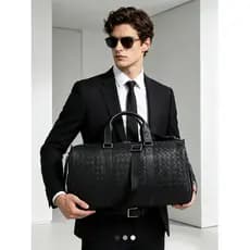 Nova luz de luxo couro genuíno tecido saco de viagem das mulheres dos homens grande capacidade bolsa viagem de negócios