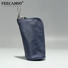 Novo estilo vegetal curtido couro chave caso couro genuíno Casual das mulheres dos homens bolsa de moedas moda pequeno s