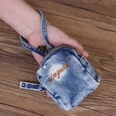 Original novo estilo moda bonito Mini Denim moeda bolsa feminina zíper moeda saco simples embreagem pequena carteira fem