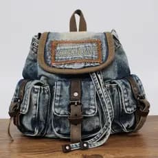 Novo estilo Mini mochila nicho feminino saco Retro nostálgico Denim mochila moda pequena saco de escola Casual Mori femi