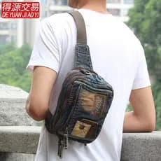 Novo estilo versão coreana homens mulheres Denim cintura saco Retro saco de peito esportes ao ar livre pequeno saco Casu