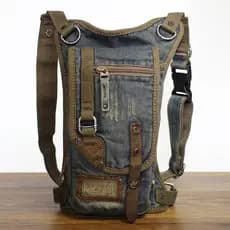 Versão coreana novo estilo Retro Denim perna saco de cintura motocicleta Leggings saco esportes ao ar livre multifuncion