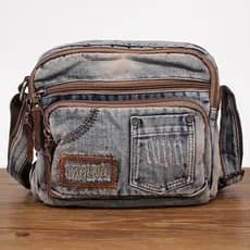 Japonês Retro Denim saco masculino feminino mochila All-Match Casual negócios Commuter Cross-corpo bolsa de ombro Multi-