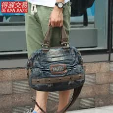 Frete grátis masculino Retro Denim bolsa bolsa feminina Diagonal bolsa de ombro Casual maleta de negócios versão coreana