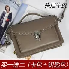 Versão coreana Casual couro genuíno bolsa feminina portátil pequeno quadrado saco Retro saco do mensageiro ombro saco do