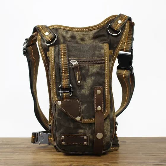 Bolsa de perna ao ar livre masculina multifuncional lona militar ventilador cintura saco de um ombro Diagonal mochila es