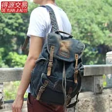 2024 versão coreana novo estilo masculino mochila Denim saco Retro mochila de viagem estudante saco de escola mochila fe