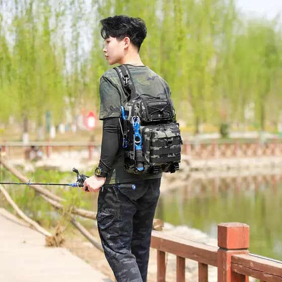 Saco de isca multifuncional único ombro duplo dupla utilização equipamento de pesca vara Diagonal ao ar livre montanhism