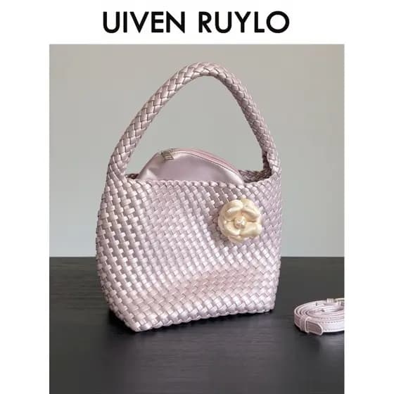 Sereia Ji mão-tecido saco feminino 2026 novo estilo grande capacidade sacola Commuter ombro portátil balde saco