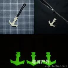 Luminoso tamanho grande âncora puxar cabeça tático puxar corda cauda puxar peça zíper corda alça pingente acessórios DIY