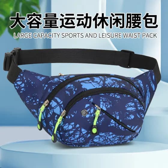 Bolsa de cintura masculina multifuncional esportes ao ar livre multicamadas celular à prova d'água de grande capacidade