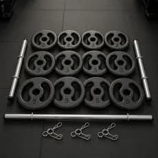Kit 40Kg Gym Lab Anilhas de Ferro com Barras de 40cm e Barra de 1.20m