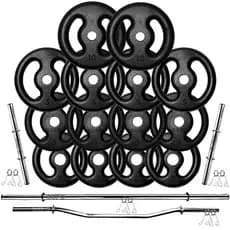 Kit Anilhas Gym Lab Ferro 60kg + 2 Barras 40cm + Barra 150 + Barra W